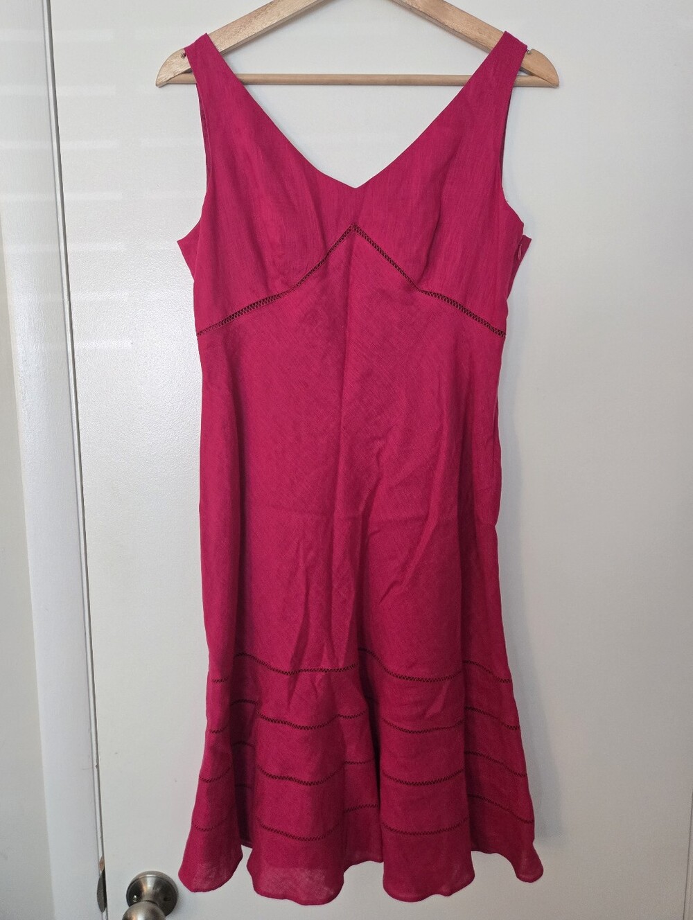 Ann Taylor 100% Linen Pink Midi Dress Size 8P